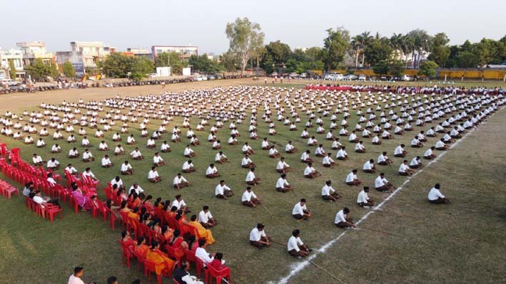 बांसवाड़ा के तलवाड़ा में आयोजित हुआ आरएसएस का भव्य पथ संचलन